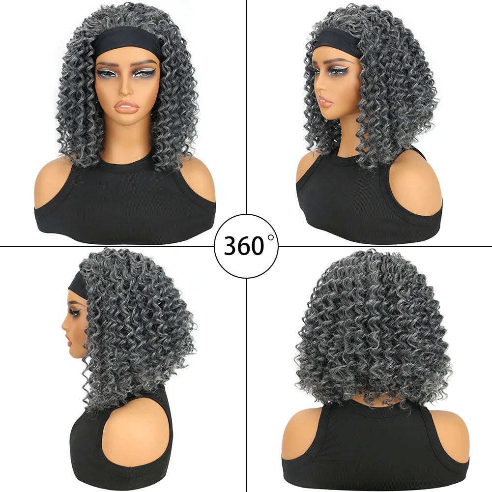 Belle Show Synthetic Ice Ribbon Curly Wig 12 Inch Short Wig With Headband Curly Wave Hair For Women Daily Use