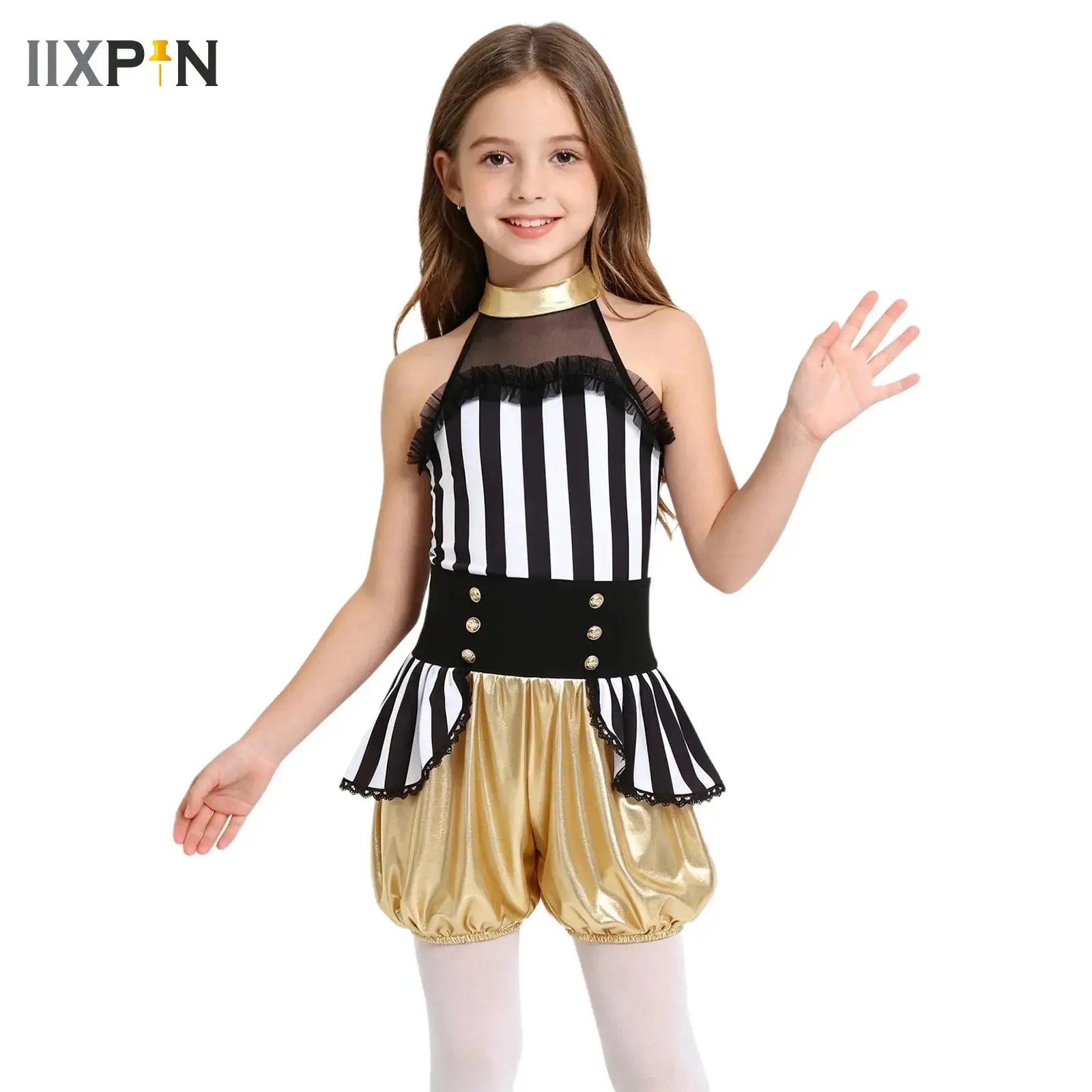 

Girls Carnival Party Cosplay Ringmaster Circus Costume Showman Tuxedos Leotards Theme Waist Overlay Bodysuit Party Roleplay Wear
