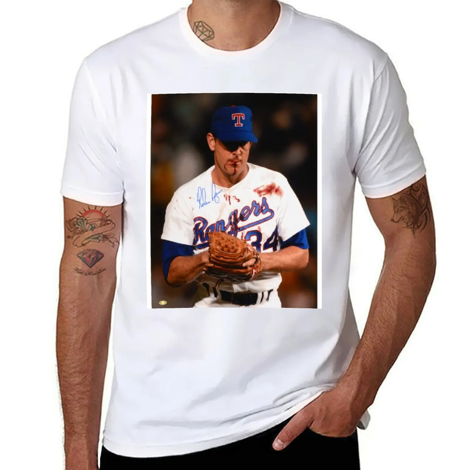 

Nolan Ryan blood T-Shirt blanks oversize t-shirts man Anime t-shirt t shirt for men