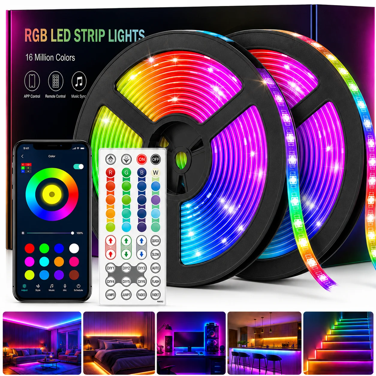 USB 5V Led Strip Light Rgb Led Tape Bluetooth App Remote Control Room Light 1-40M Backlight Ribbon Lighting Lamp Flexible Ribbon