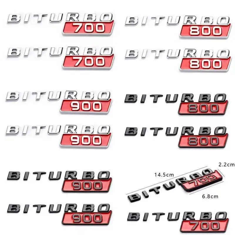 

BITURBO 700 800 900 наклейка с логотипом автомобиля с буквами для Mercedes-Benz Brabus 800 900, модифицированные аксессуары, декоративная наклейка с боковым крылом