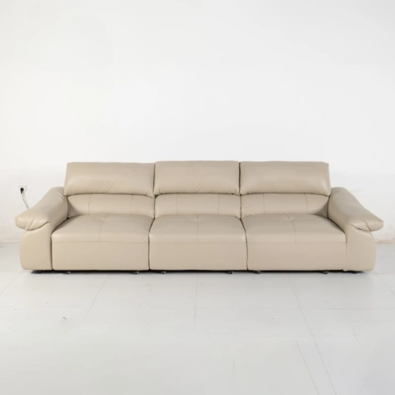 Modern leather electric recliner square sofa bed durable high density foam three seater
