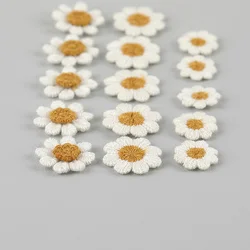 10 Pcs Rice White Three-dimensional Double-layer Daisy Small Embroidered Fabric With Earrings Materials Clothing Accessories