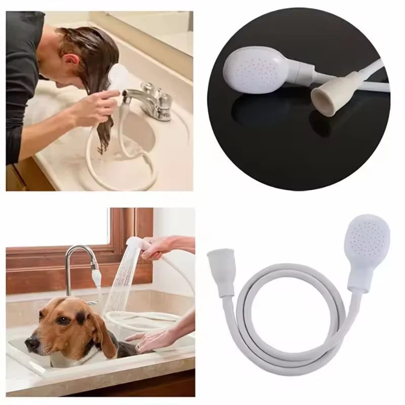 Universal Sink Spray Rubber Hose Handheld Dog Shower Head Faucet Sprayer for Shower Extender Bathroom Pet Bath Cleaning Supplies