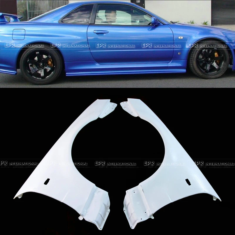 

For Nissan Skyline R34 GTR OEM Style FRP Front Fenders - Direct Fit 1999-2002