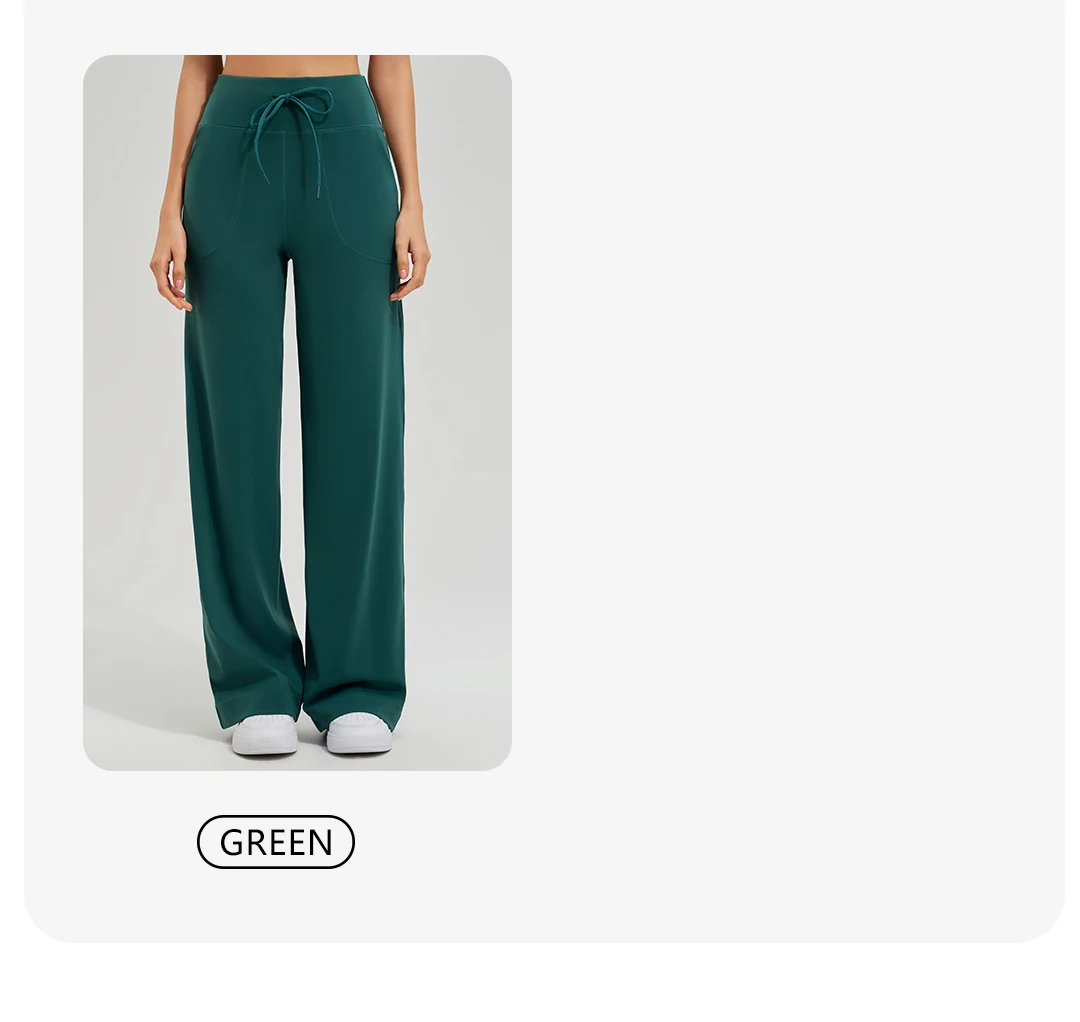 Damen-Yogahose mit hoher Taille, für Fitnessstudio, lockere Lauf-Yogahose, doppelseitig gebürstet, mit Taschen, Hosen, Krawatten – Detail 10