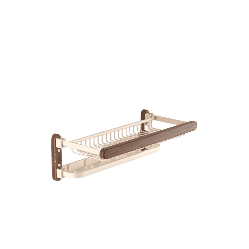 

Toilet walnut rack bathroom towel paper drawing non-punching shelf retro bath towel storage rack