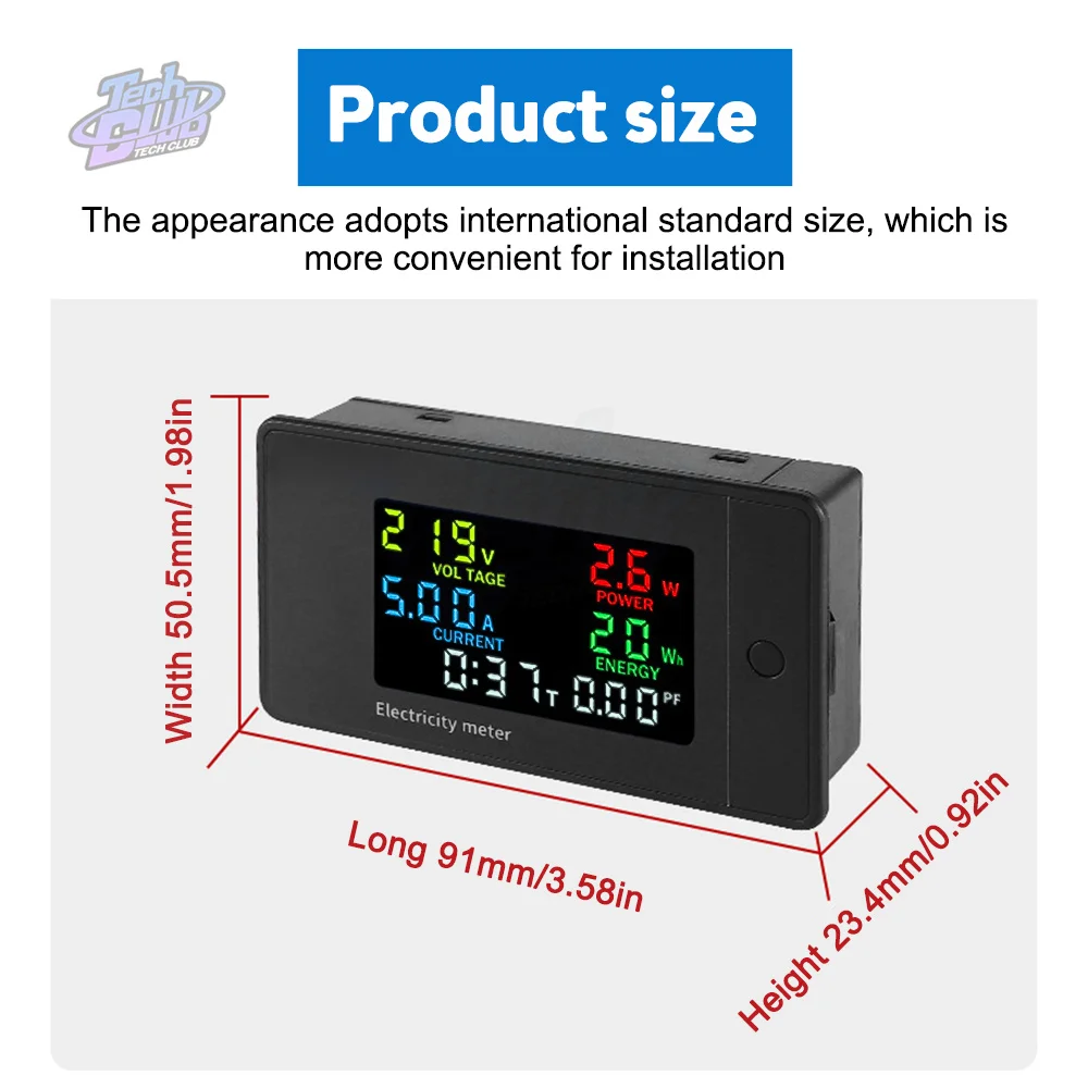 AC100-265V 20A LCD Display9050-6AL Digital Voltmeter Power Energy Meter LED AC Wattmeter Ampermeter Power Detector with Alarm