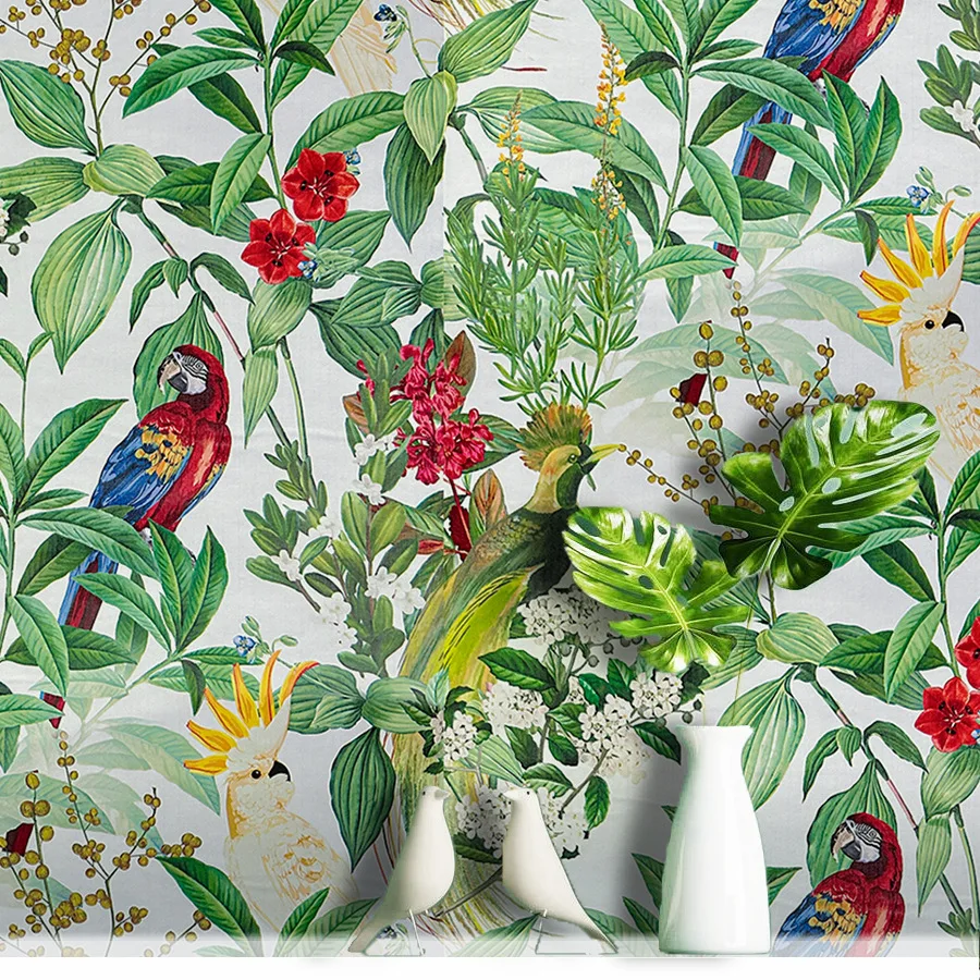 

Тропический тропический лес, зеленые растения, цветы, самоклеящиеся обои, украшение дома, строительные материалы, наклейки на ТВ-фон