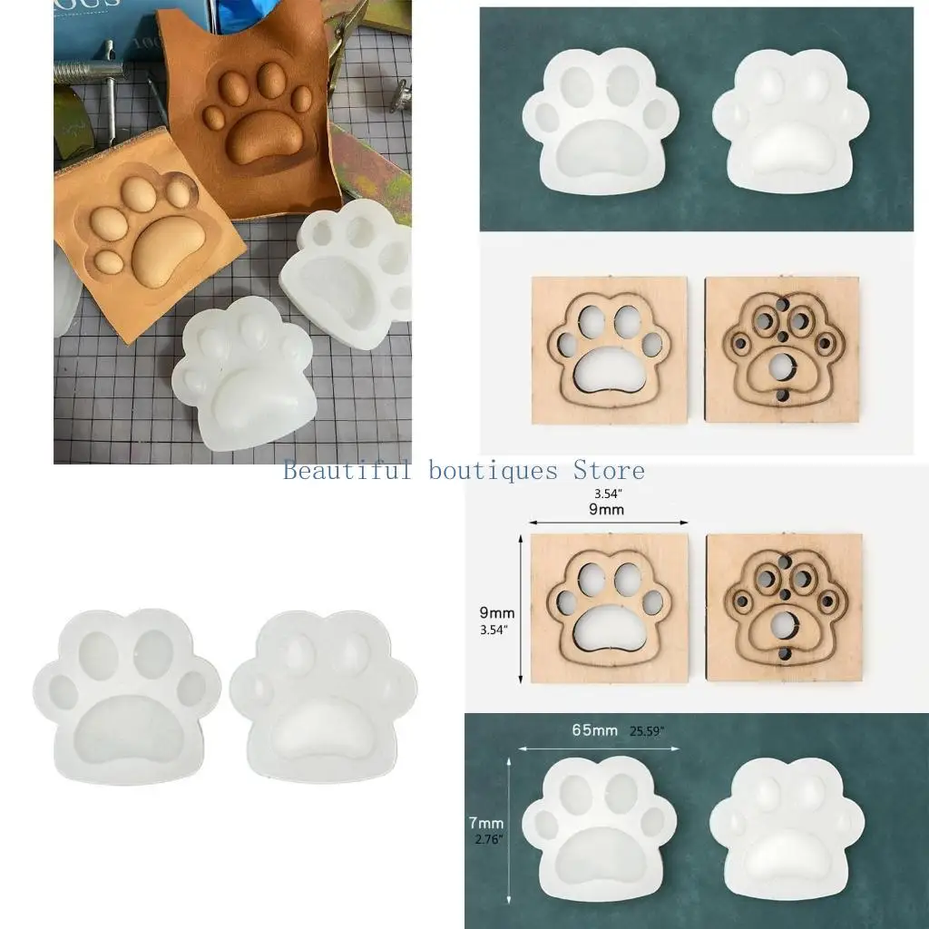 

U4LF 1 Set Leather Craft Dog Paw for Key Ring DIY Pendant Modeling Wooden Mold Die Cutting Mould for DIY Art Crafts Making