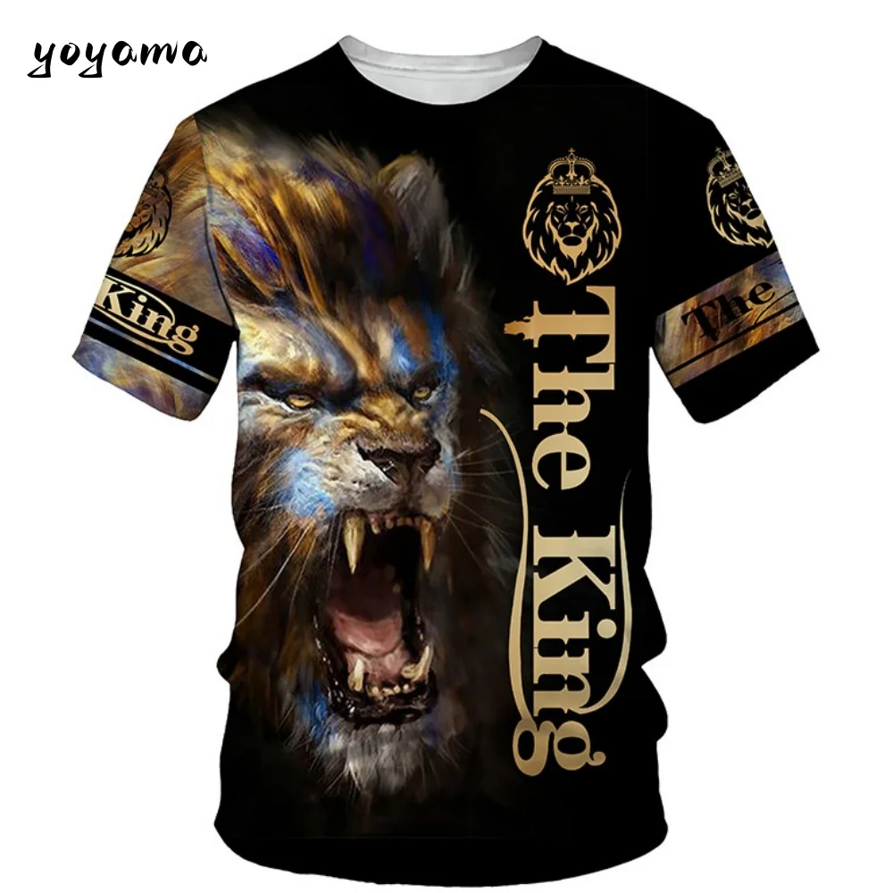 Men's T-Shirt Lion King 3D Print Men T-Shirt 2025 Summer New O Neck Short Sleeve Tees Style Male Clothes Fashion Casual T-Shirts