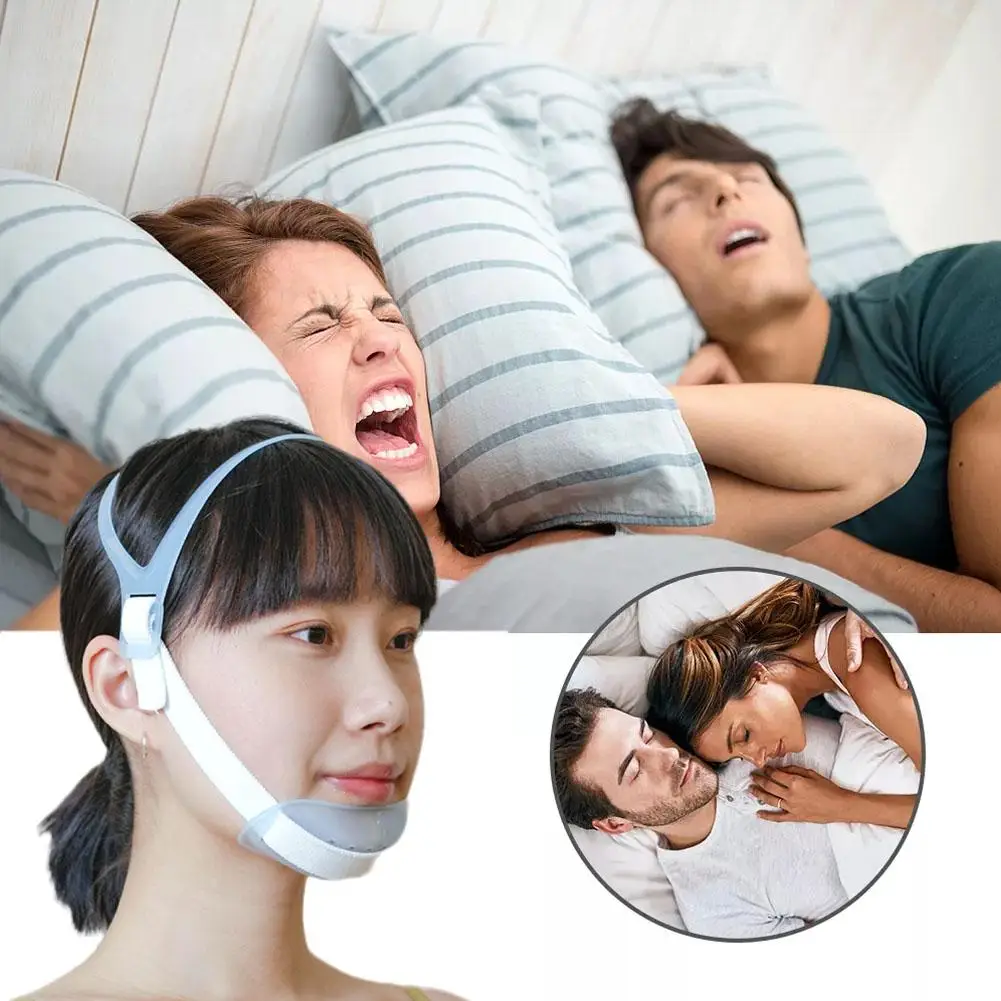 Adjustable Anti Snore Chin Belt Anti-snoring Chin Strap Tool Band Breathing Sleeping Elastic Care Correction Improve P5c7