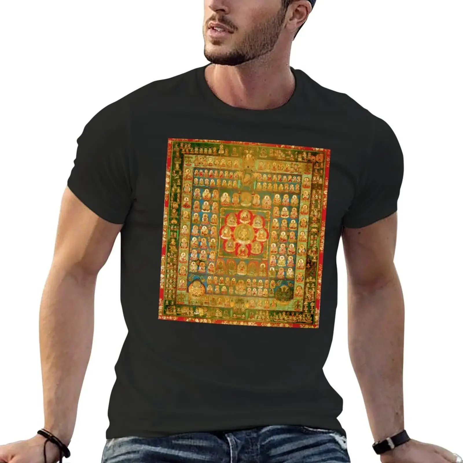 Womb Realm mandala. Shingon tantric buddhist tapestry T-Shirt basketball graphic tees blacks t shirt men 100℅ cotton