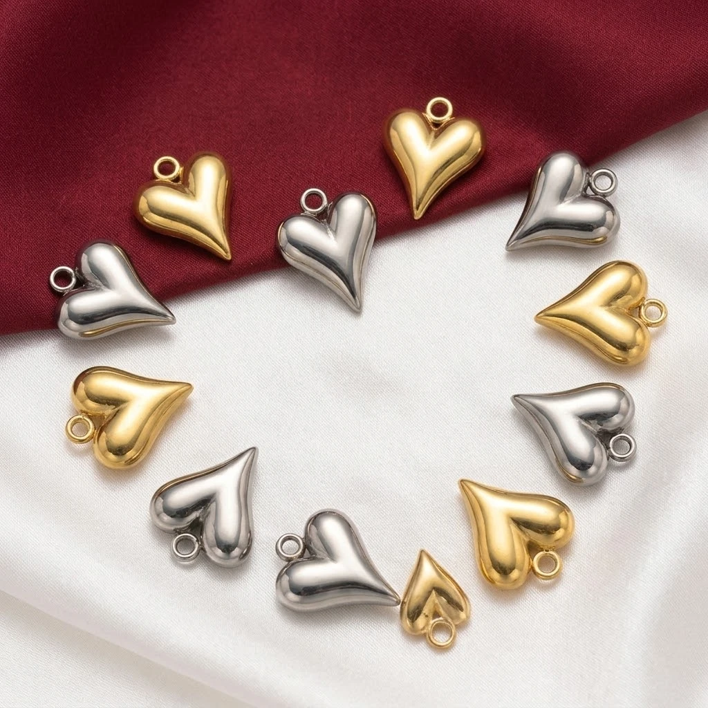 5pcs Stainless Steel Gold Love Heart Charms Pendants for DIY Jewelry Findings Women Necklace Bracelets Supplies Earrings Making view 4