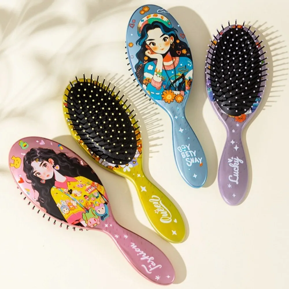 Cute Cartoon Prints Air Cushion Comb Oval Portable Hairdressing Airbag Comb Household Styling Tool Hair Scalp Massage Comb