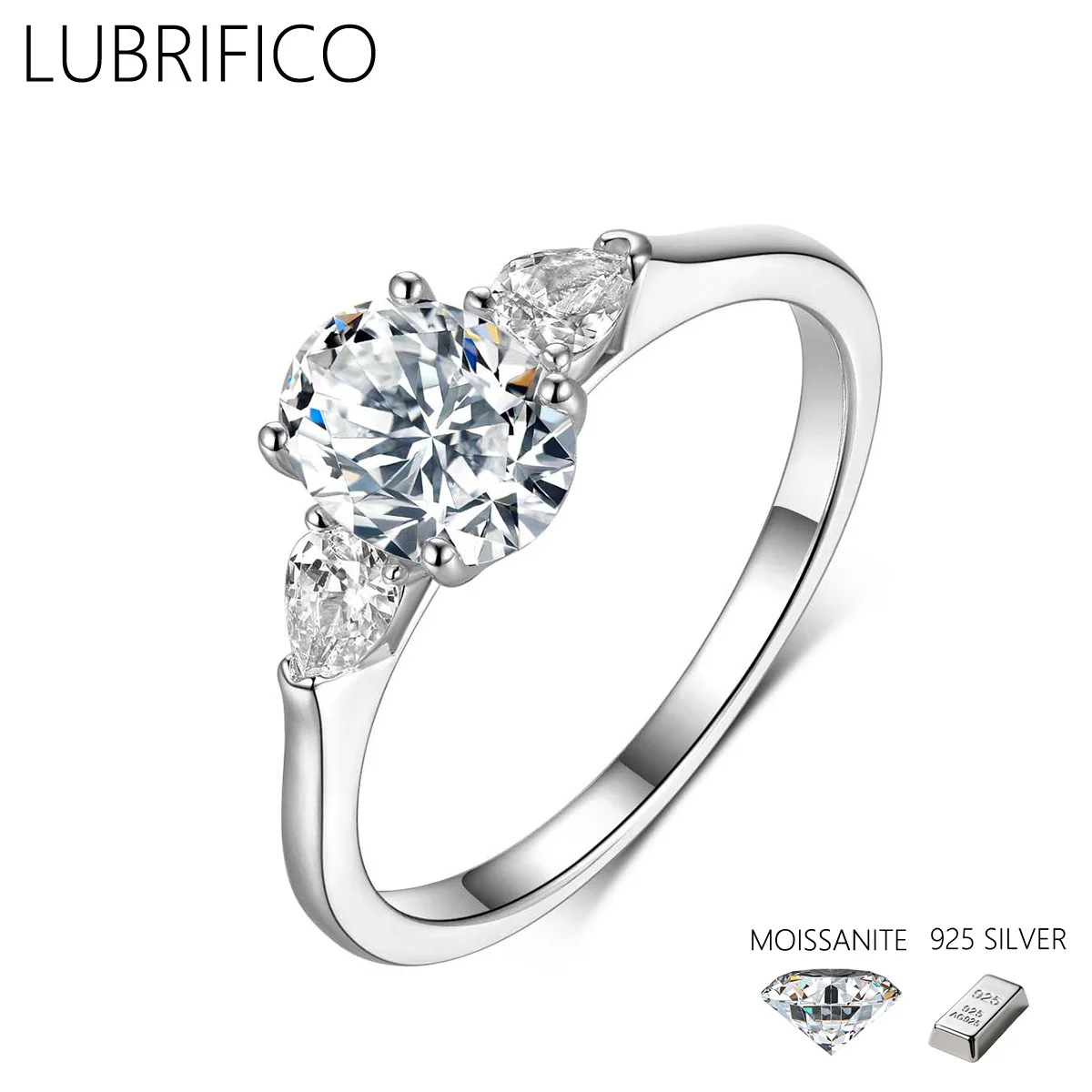 

1.5 Ct D Color Moissanite Oval Shape Ring 925 Sterling Silver Lab Diamond Eternity Band Engagement Wedding Rings For Women