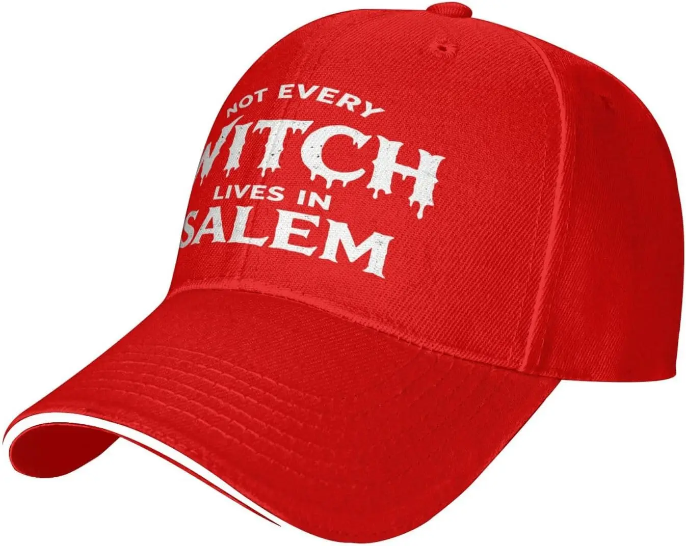 Fall Halloween Not Every Witch Lives in Salem Sandwich Casual Hats Black | Adjustable Magnetic Buckle Design