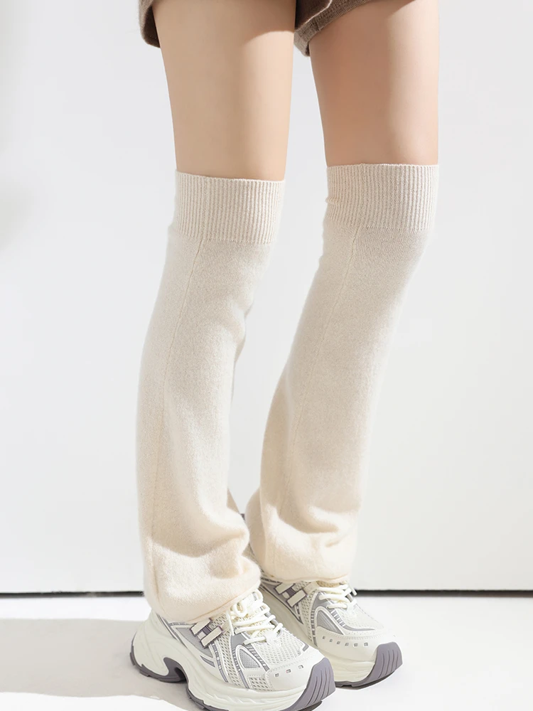 100% Pure Cashmere Leg Warmers for Women Flared Ribbed Knit Ankle Warmers Soft Thermal Boot Cuffs for Yoga & Streetwear