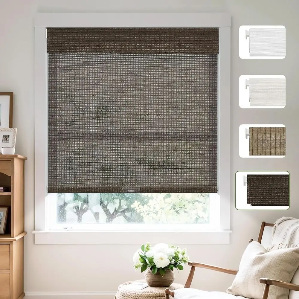 

Roller Shades Light Filtering Fabric-Matched Roller Windows Blinds Cordless Roller Shades or Windows (Chestnut Brown - Block 60%