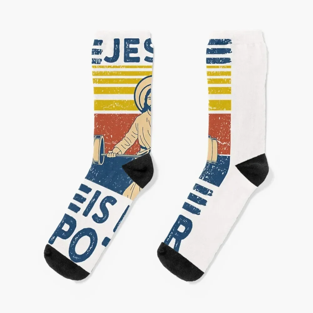 

Funny Gym Shirt Jesus Is My Spotter Funny Workout Jesus Socks soccer anti-slip men cotton high quality Socks For Men Women's