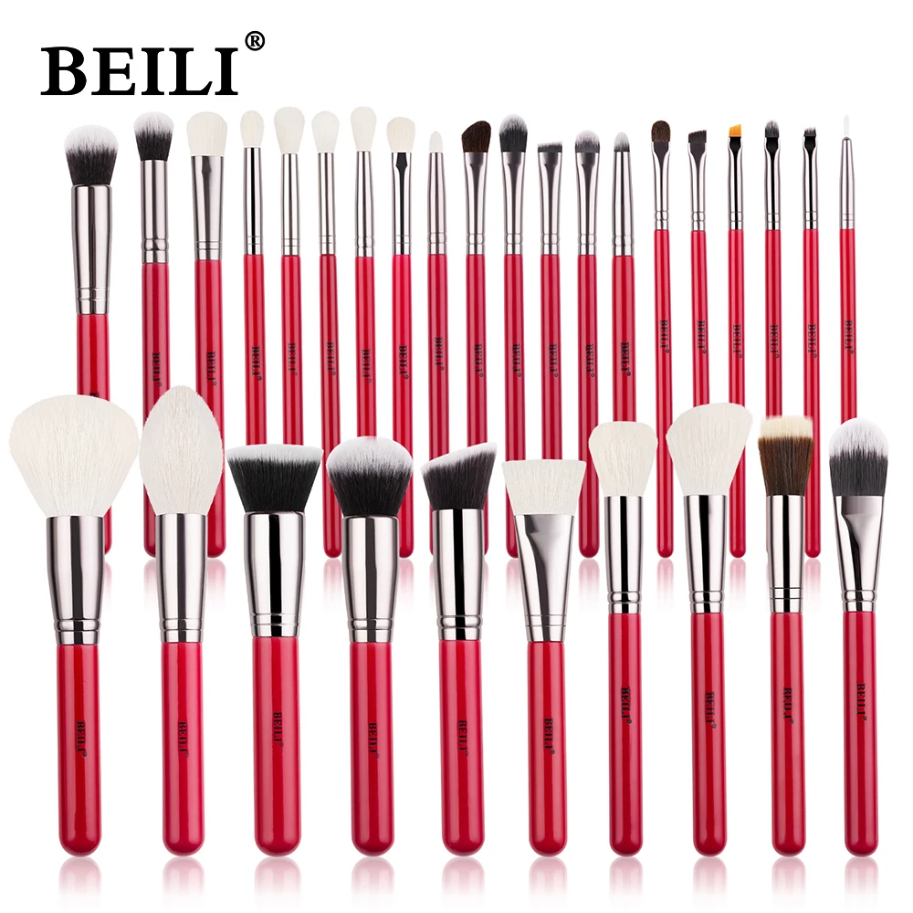 BEILI 30pcs Professional Makeup Brushes Set Natural Hair Powder Foundation Blusher Eyeshadow Eyebrow Eyeliner Makeup Brush Tools