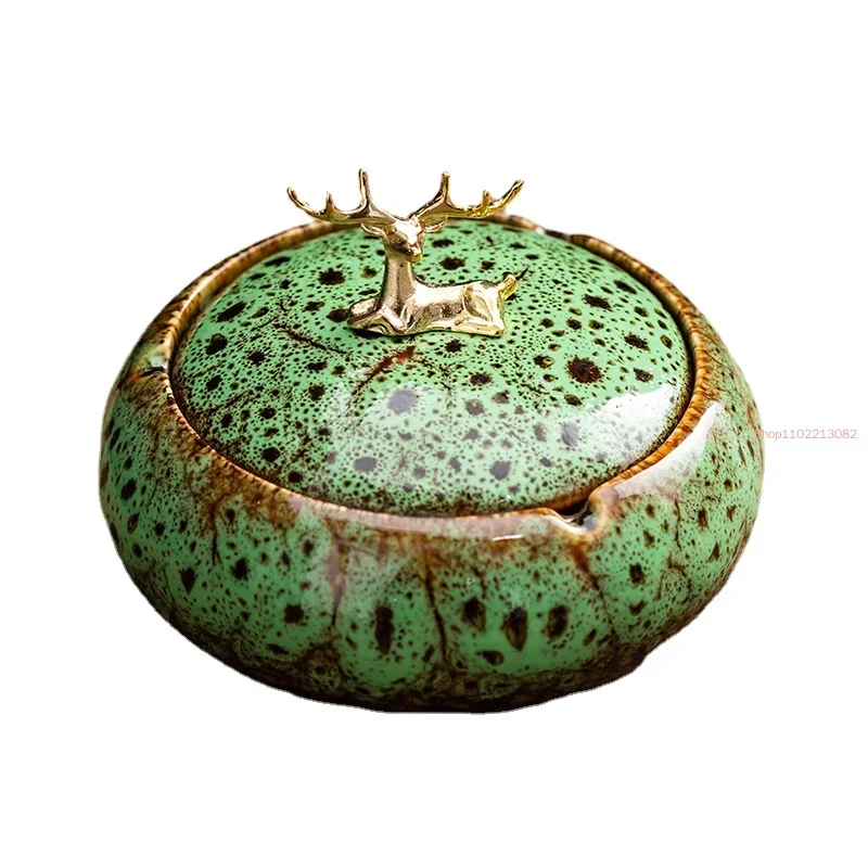 Round Ceramic Ashtray Living Room Anti Fly Ash with Lid Ashtray Cigar Ashtrays Home Decoration Accessories Send Boyfriend Gift view 6