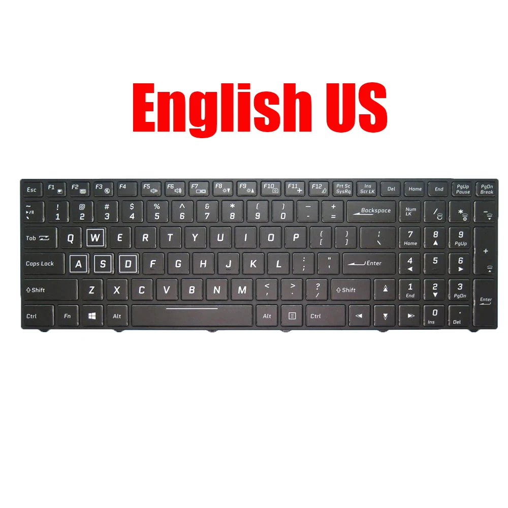 

Laptop Keyboard For Sager NP7850 NP7870 N850HP6 N870HP6 English US Black With Backlit New