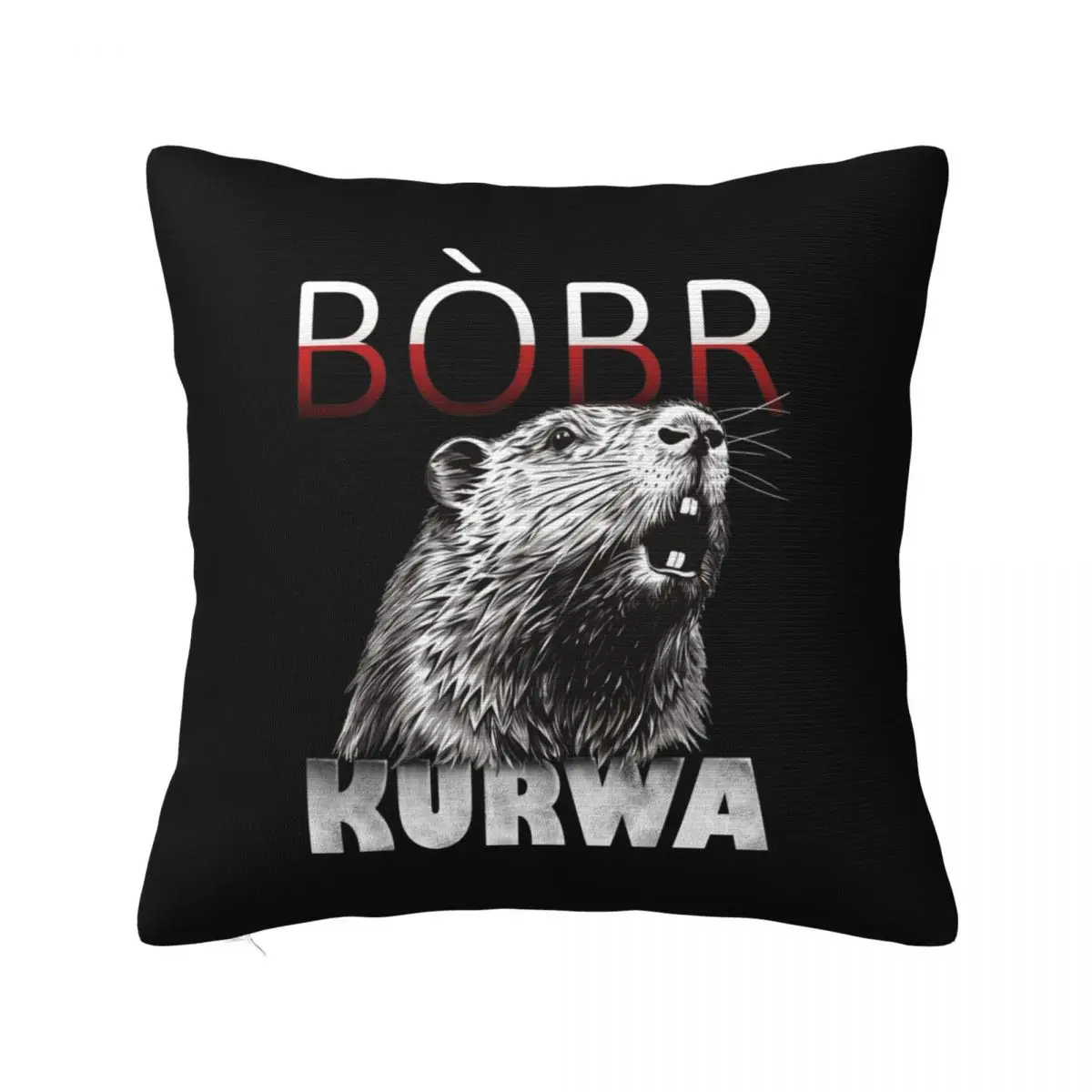 Polish Beaver Meme Bobr Bober Kurwa Square Pillow Cases Cushion Covers Creative Decorative Pillowcase for Car 40x40cm