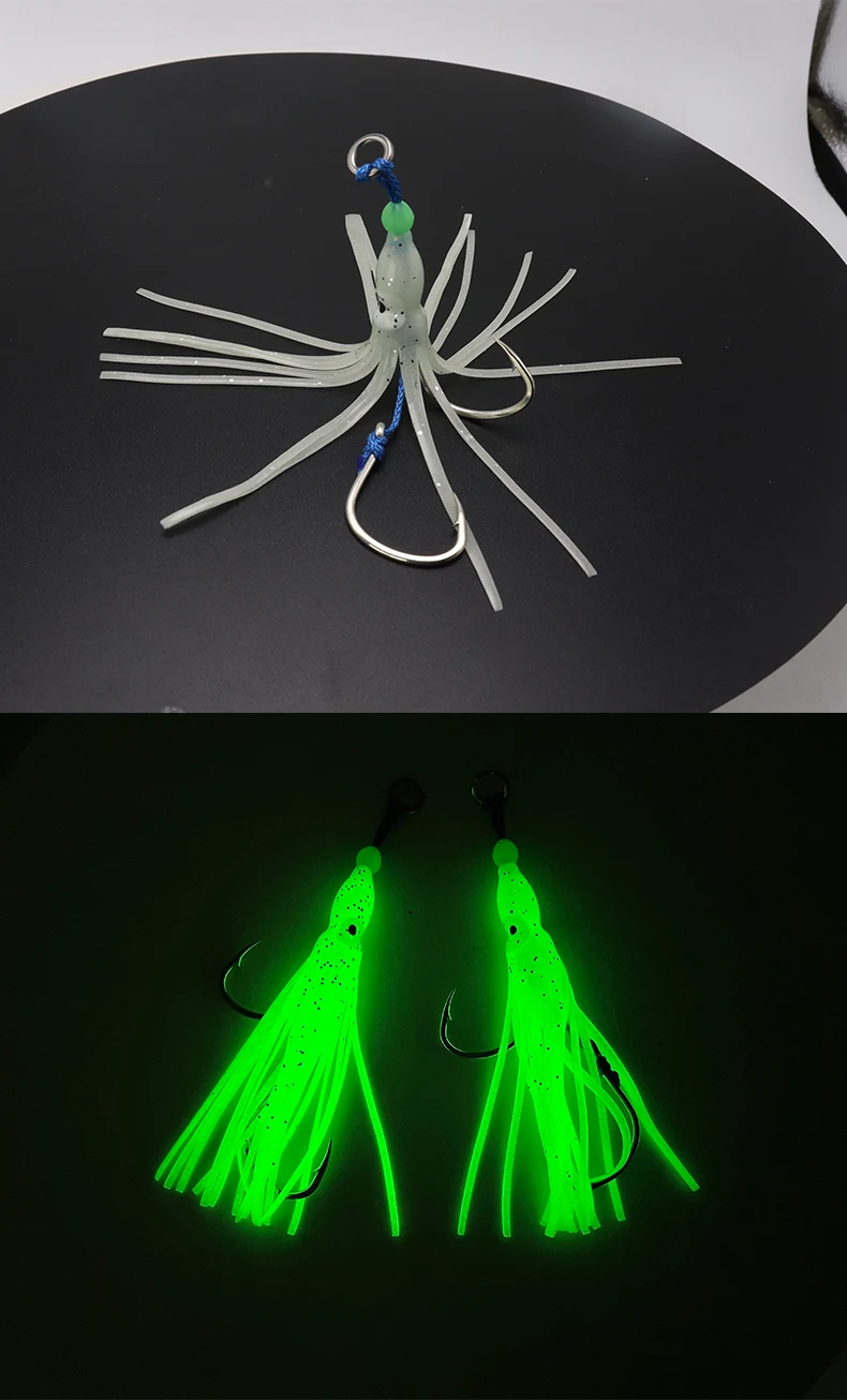 ZYZHE 1/3/5 Stück Meeresfischerei JIG Assist-Haken Slow Jigging Weicher Oktopus-Köder Schnurhaken Tiefsee-Angelhaken – Detail 9