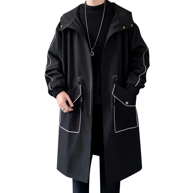 Trench Coat Men's Mid-Length Spring plus Size Men's New Clothes Spring and Autumn Senior Long Men's Casual Coat