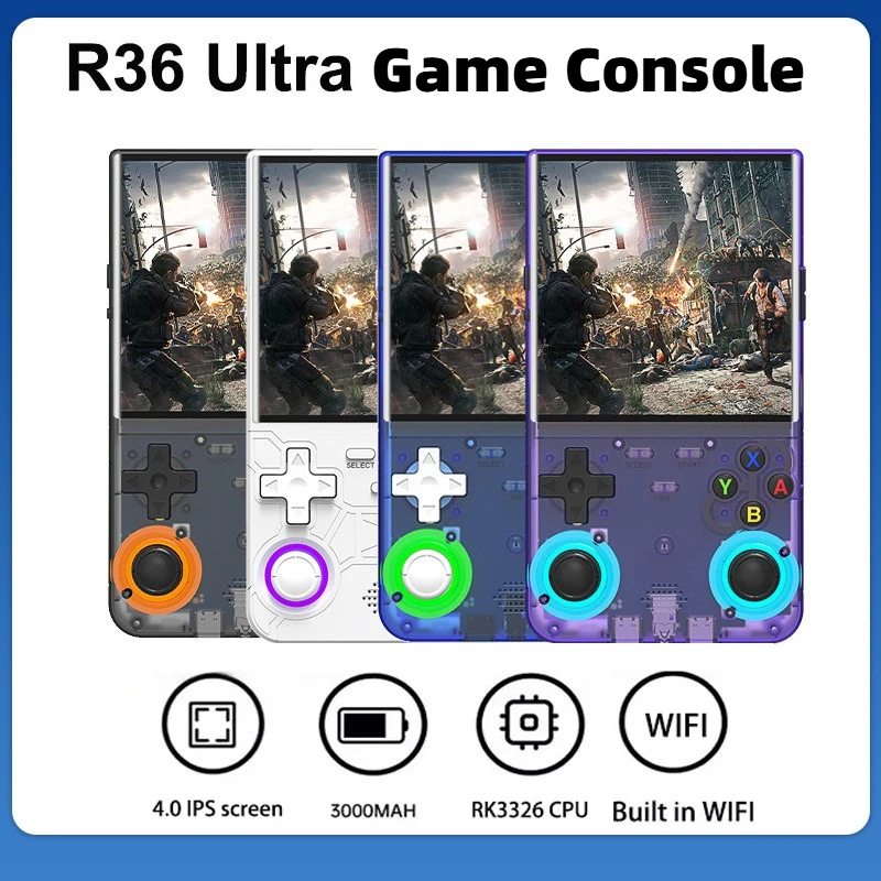 

R36S Ultra Retro Handheld Game Console Linux System 4.0 Inch IPS Screen Portable Game Console 64GB 20000+ Classic Games