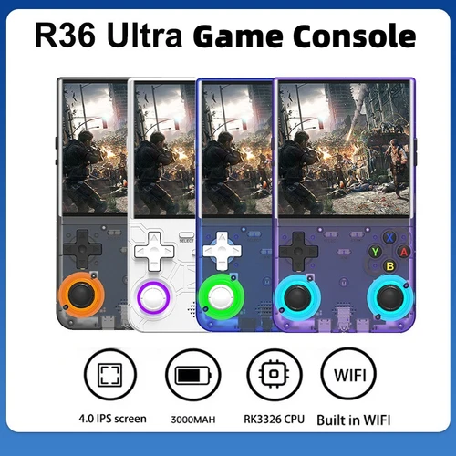 Consola de juegos portátil R36S Ultra Retro, sistema Linux, pantalla IPS de 4,0 pulgadas, consola de juegos portátil, 64GB, más de 20000 juegos clásicos