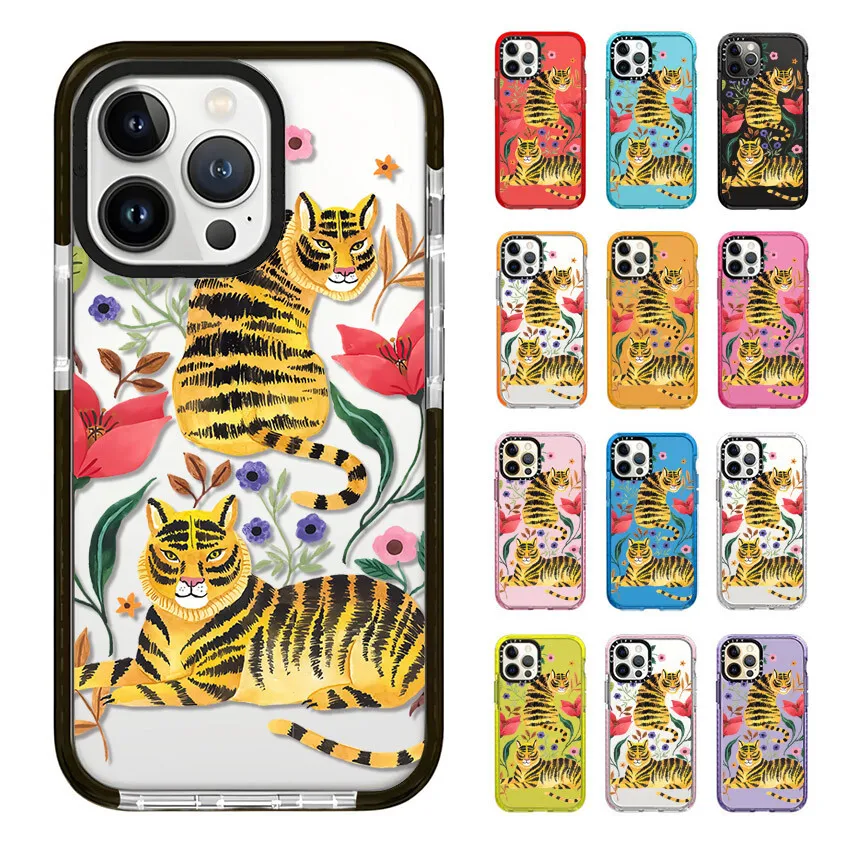 Flowers Tiger Phone Case For iphone 17 16 15 14 13 12 11 Pro Max Plus Air Soft TPU Shockproof Back Cover