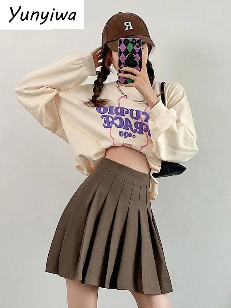 

Short Pleated Tennis Skirt With Shorts For Women A Line School Summer Woman Skirt Mini Gray High Waist Solid Casual Skirts White