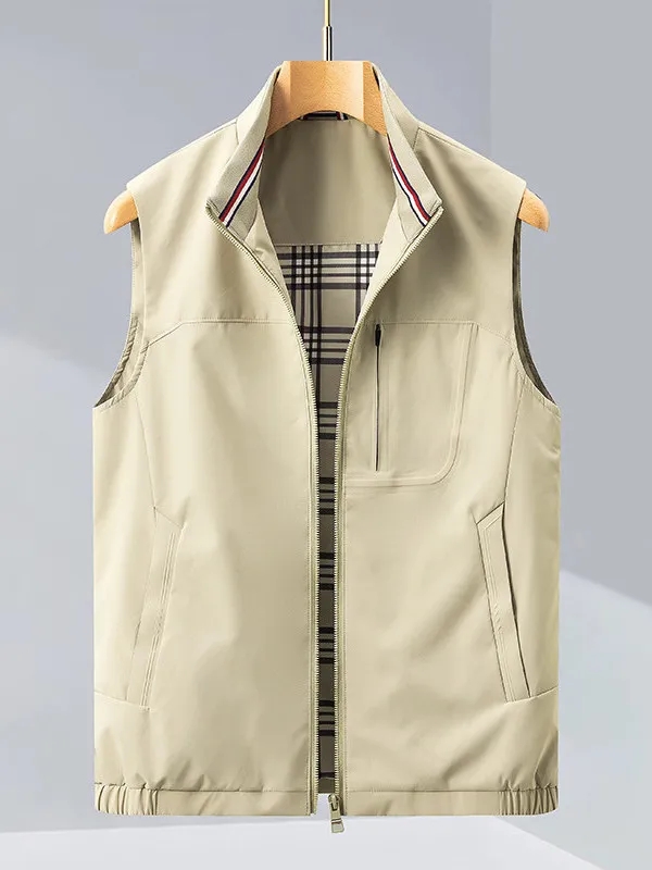 

Men's Luxury Lightweight Zipper Stand Collar Vest Busin Gentleman's Sweat ng Four Seasons Universal Faionable Vest