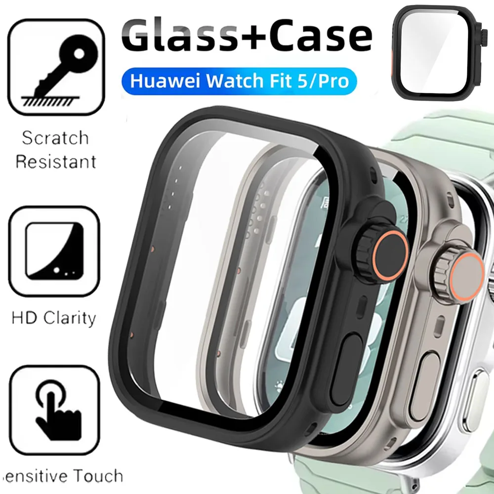 PC Case+ Glass for Huawei Watch Fit 5 Pro 4 Pro Change To Ultra Anti-fall Protect Sleeve for Huawei Fit 3/4/5 Upgrade To Ultra