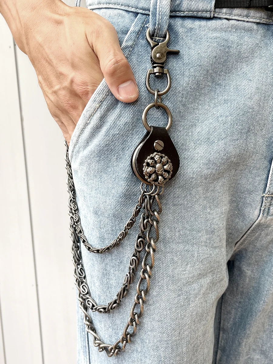 Hip Hop Street Style ins Trendy Men's Pant Chain Accessories Skull Ghost Cowboy Chain Locomotive Make Old Cool Waist Chain