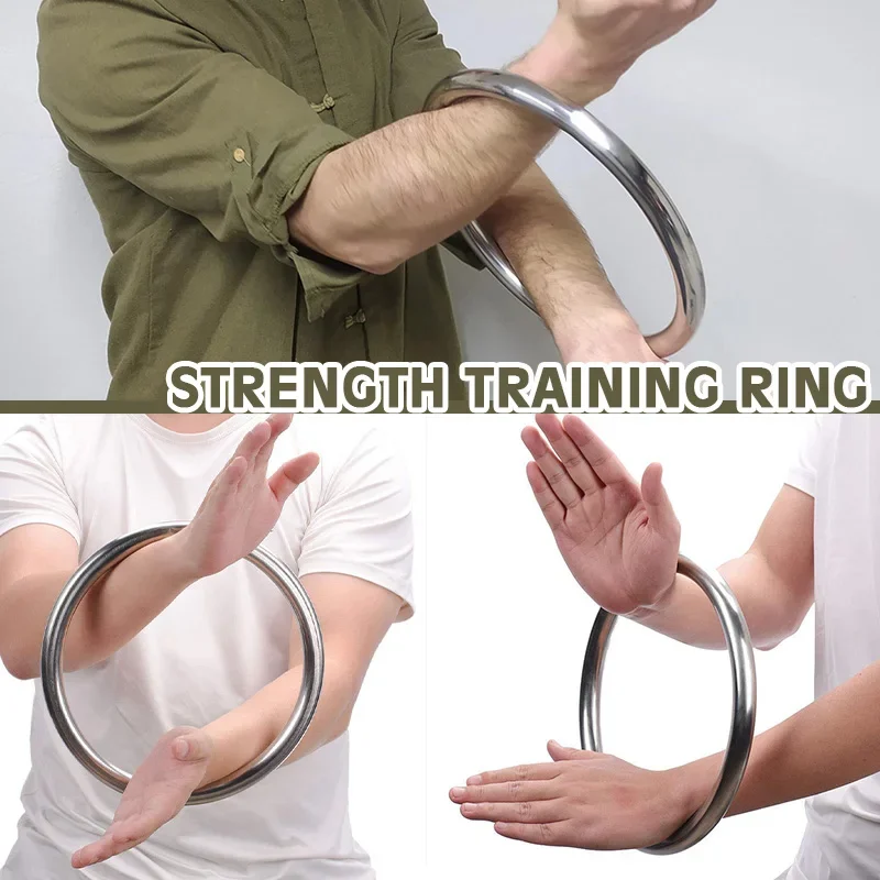 Wing Chun Weighted Steel Ring Strong Pure Stainless Steel Ring for Yewen Taiji Kung Fu Arm Hand Strength Training Diameter 21cm