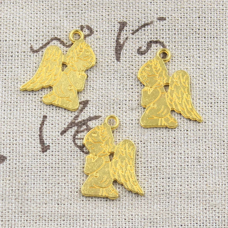 15pcs Charms Pray Angel 24x17mm Antique Bronze Silver Color Pendants Making DIY Handmade Tibetan Bronze Silver Color Jewelry