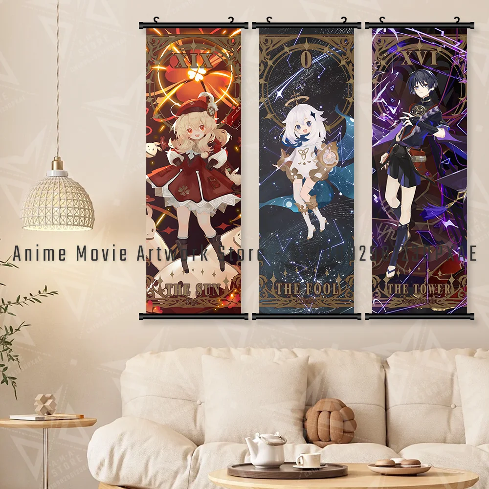 Gioco Genshin Impact Stampa su tela Home Decor Wall Art Appeso Pittura Anime Poster Viaggiatore HD Pergamene Immagine per soggiorno