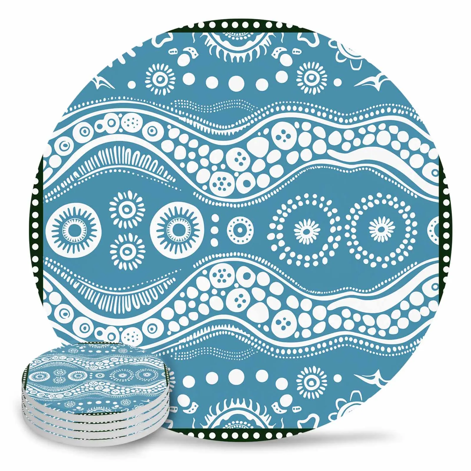 Wave Point Graffiti Abstract Round Coaster Coffee Table Mats Kitchen Accessories Absorbent Ceramic Coasters