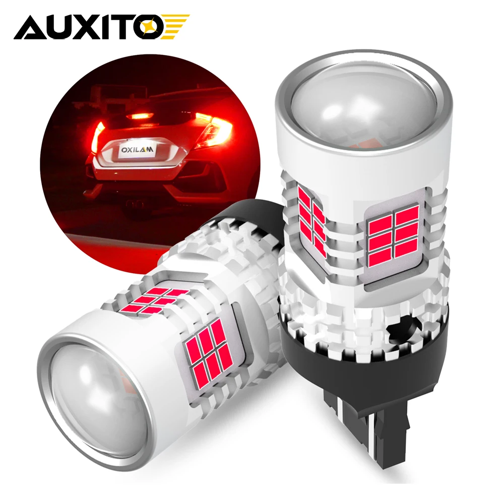 OXILAM 2Pcs Super Bright 7443 LED Red CANBUS No Error T20 W21/5W 7440 W21W WY21W LED Bulb Turn Signal Light DRL Brake Tail Lamp