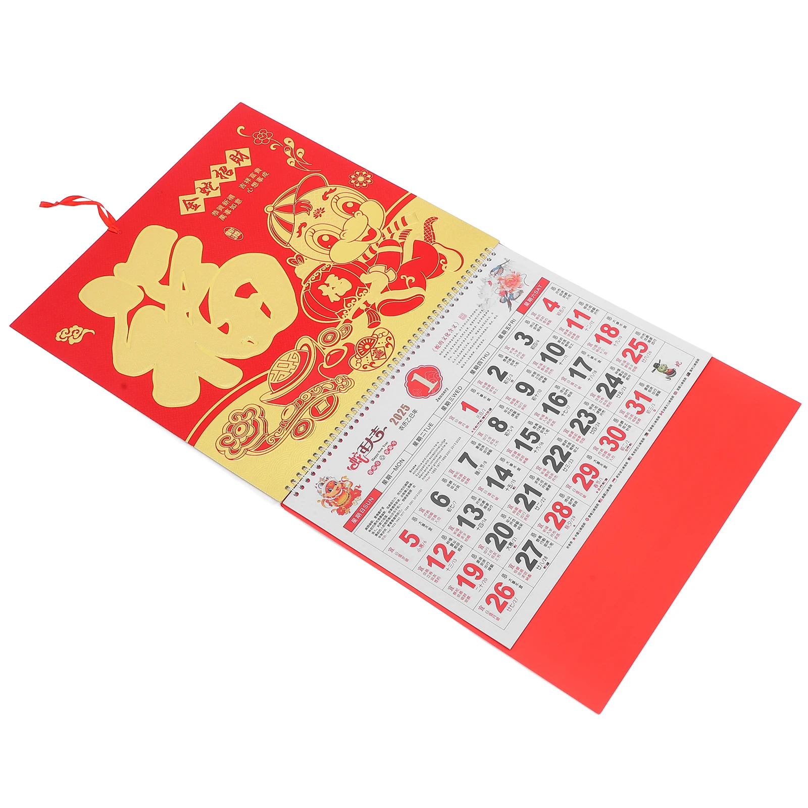 

Golden Snake 2025 Feng Shui Wall Calendar Lunar Date Information Practical Family Use Bright Color Rich Details