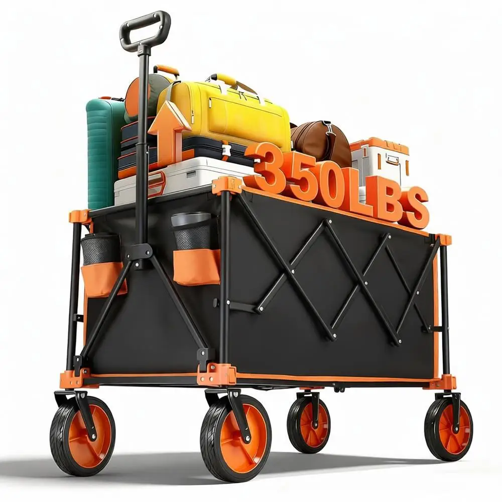 

Складная универсальная тележка-платформа, грузоподъемность 159 кг, сверхпрочная, со съемными колесами, подходит для кемпинга, походов за продуктами, сада, и т.д.