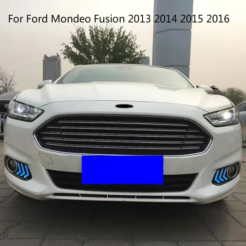 For Ford Mondeo Fusion 2013 2014 2015 2016 With Turning Yellow Signal Relay Waterproof Car DRL 12V LED Daytime Running Light