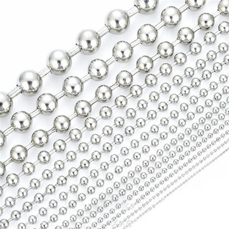 1.5 2 2.4 3 4 5 6 8 10 mm Stainless Steel Ball Chain Bead Chain Connectors Bulk For DIY Necklace Pendants Keychain Jewelry