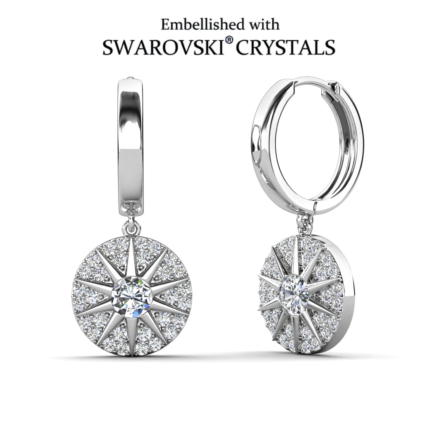 

Серьги-кольца Starburst с кристаллами Swarovski, позолоченные 18-каратным золотом, женские украшения, подарок для невесты или на выпускной