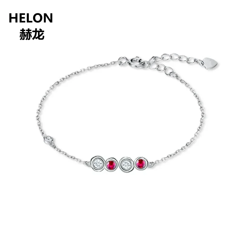 

0.28ct Natural Diamonds Rubies Bracelet Solid 18k White Gold Anniversary Women Bracelet Fine Jewelry Gift