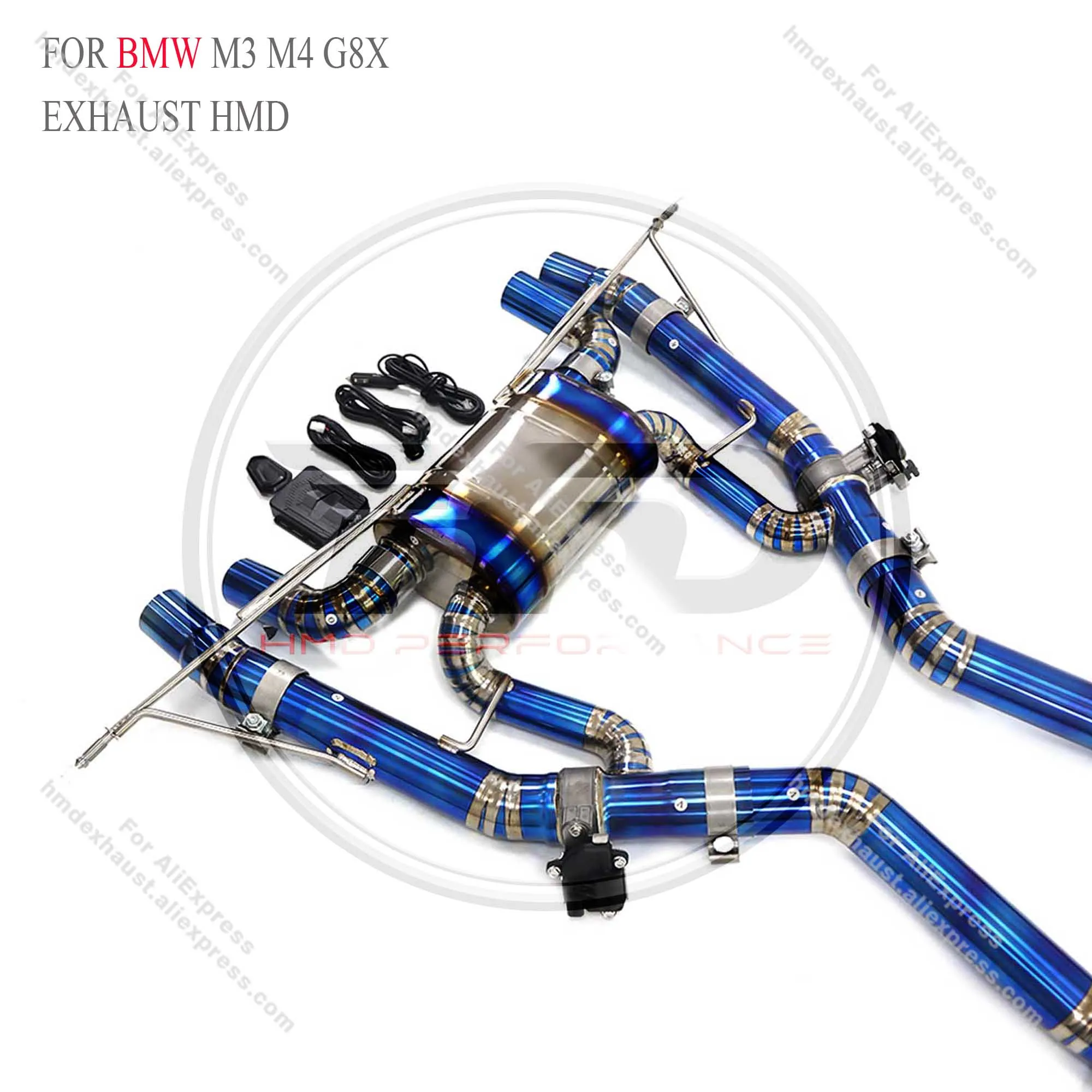 Performance Middle Pipe for BMW M3 M4 G8X HMD Exhaust System High Flow Pipe Titanium alloy mid tail section baked blue