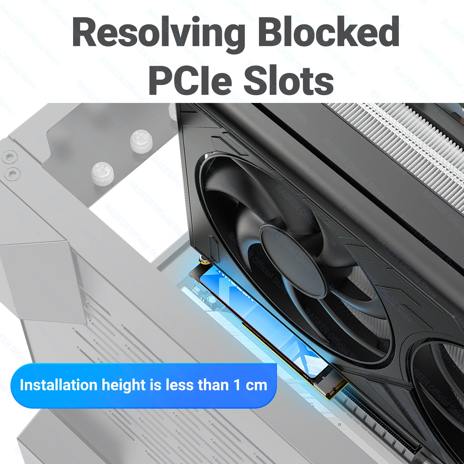 RAGEER PCIe 4.0 X1 to NVMe Expansion Card 16Gbps Flat Obstruction-Free Mini Design for M.2 2280 SSD PCIe X1/X4/X8/X16 Slots